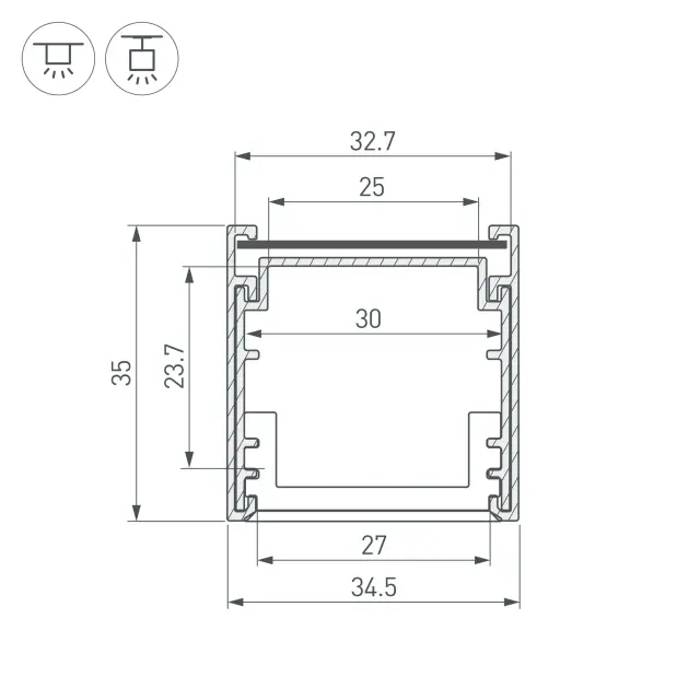 Профиль LINE-3535-BENT-SIDE-2000 ANOD, ракурс 6