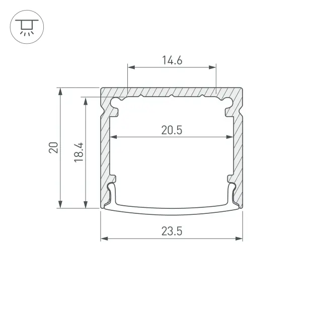 Профиль WIDE-H20-2000 ANOD, ракурс 3