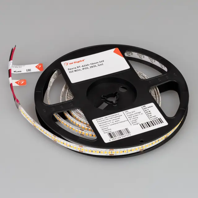 Светодиодная лента RT-A240-10mm 24V Warm2400 (22 W/m, IP20, 2835, 5m), ракурс 2