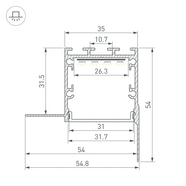 Профиль LINIA32-FANTOM-EDGE-2000 ANOD, ракурс 3