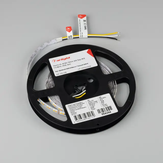 Светодиодная лента UL-A160-10mm 24V Day-MIX (12 W/m, IP20, 5m), ракурс 2