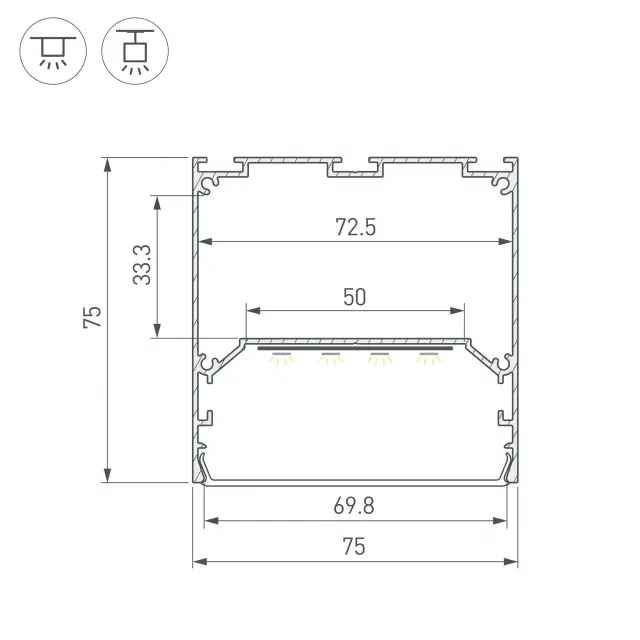 Профиль LINE-M-7575-3000 ANOD, ракурс 3