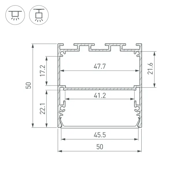 Профиль LINE-M-5050-3000 BLACK, ракурс 3
