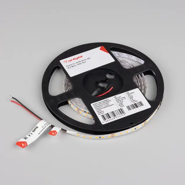 Светодиодная лента UL-A120-8mm 24V Warm1900 (9.6 W/m, IP20, 5m), ракурс 4