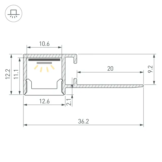 Профиль FANTOM-BENT-W12-SIDE-EDGE-2000 ANOD, ракурс 3