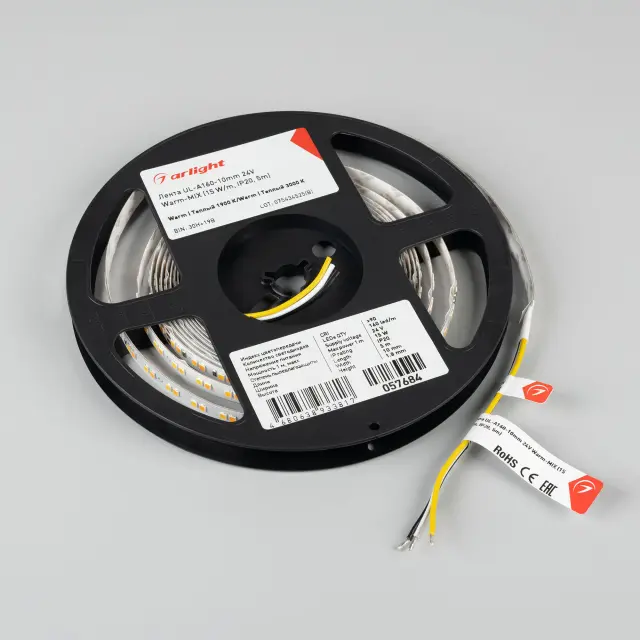 Светодиодная лента UL-A160-10mm 24V Warm-MIX (15 W/m, IP20, 5m), ракурс 4