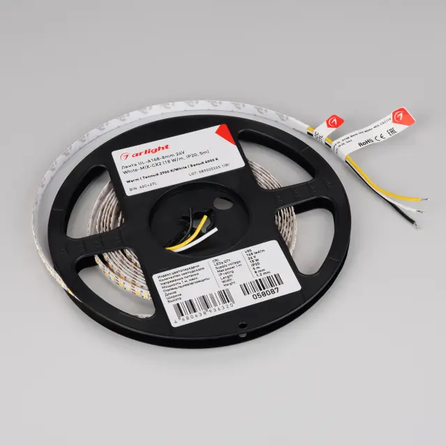 Светодиодная лента UL-A168-8mm 24V White-MIX-CX2 (18 W/m, IP20, 5m), ракурс 4