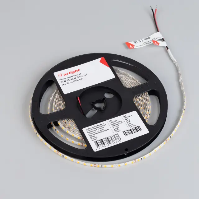 Светодиодная лента герметичная RTW-SE-A120-5mm 24V Warm2700 (9.6 W/m, IP65, 5m), ракурс 4