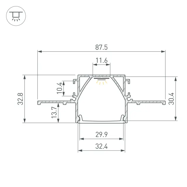 Профиль LINIA32-FANTOM-MID-2000 ANOD, ракурс 3