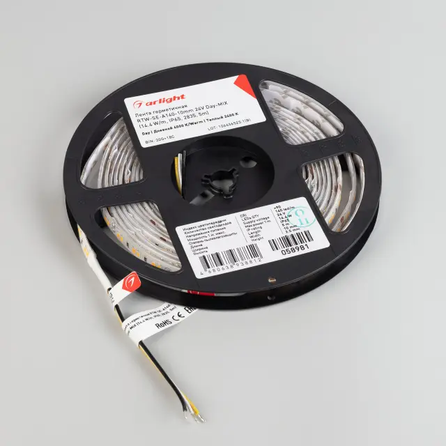 Светодиодная лента герметичная RTW-SE-A140-10mm 24V Day-MIX (14.4 W/m, IP65, 2835, 5m), ракурс 5