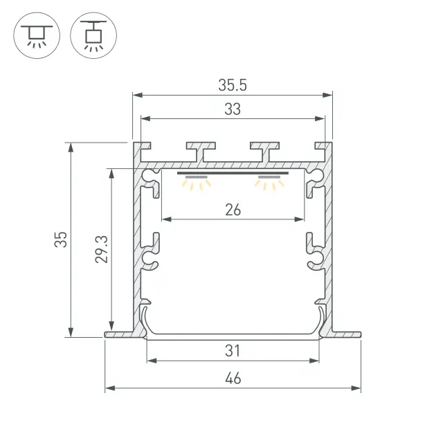 Профиль LINIA49-F-M-2500 WHITE, ракурс 3