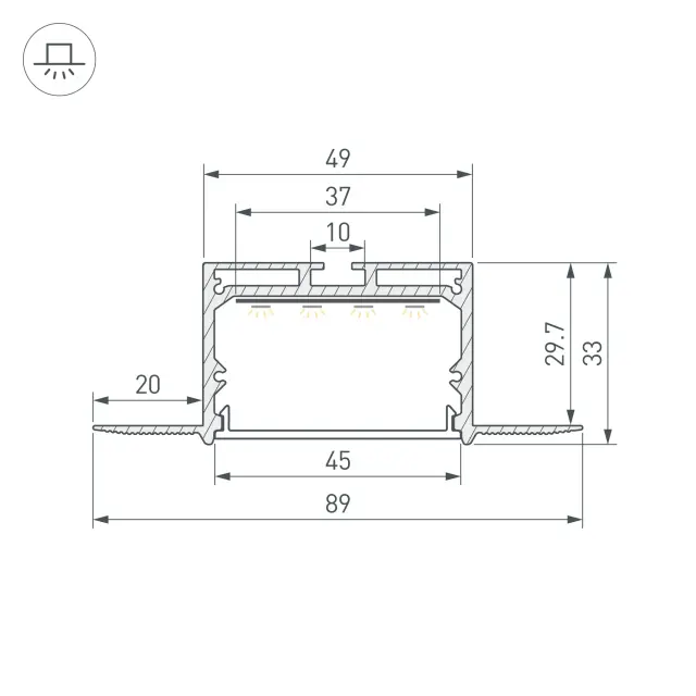 Профиль LINIA45-FANTOM-3000 ANOD, ракурс 3