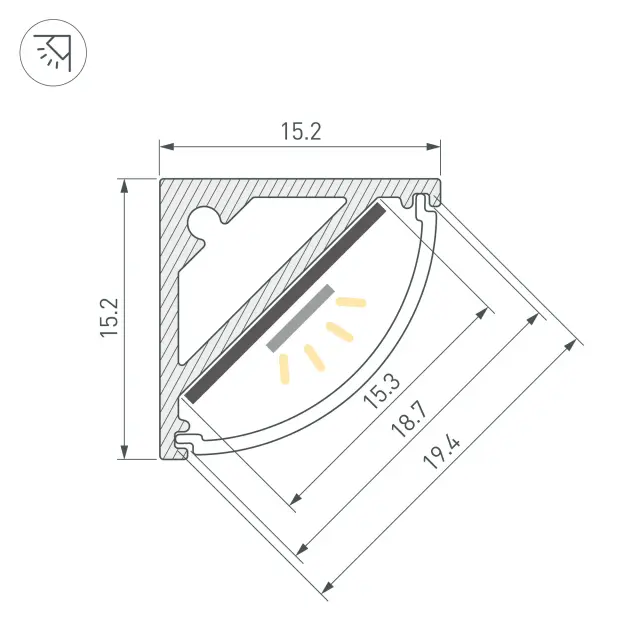 Профиль SL-KANT-H15-2000 ANOD (BY), ракурс 3