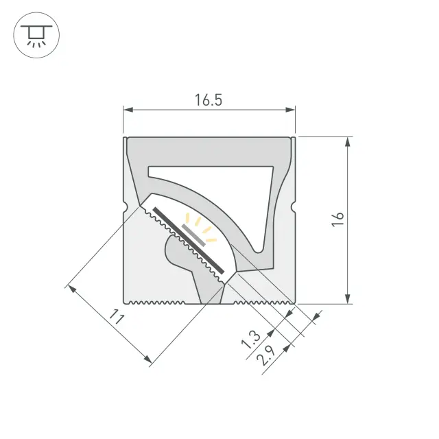 Силиконовый профиль WPH-FLEX-1616-TWIST-S11-20m WHITE, ракурс 3