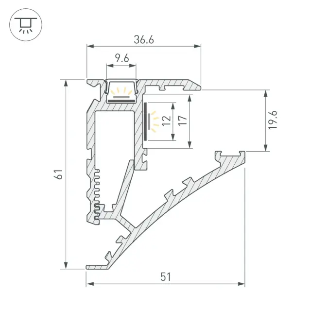 Профиль SHELF-600-2000 ANOD, ракурс 2