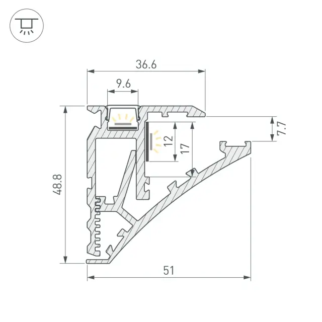 Профиль SHELF-600-2000 ANOD, ракурс 5