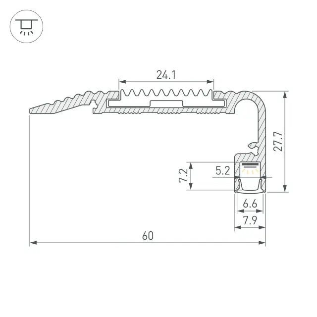 Профиль STAIR-W60-2000 ANOD BLACK, ракурс 3