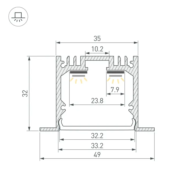 Профиль SL-LINIA49-F-3000 ANOD (BY), ракурс 3