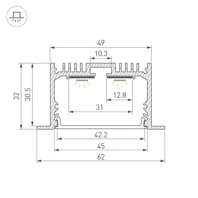 Профиль SL-LINIA62-F-3000 ANOD (BY), ракурс 3
