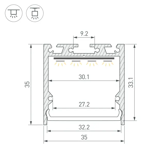 Профиль SL-LINE-3535-3000 ANOD (BY), ракурс 3