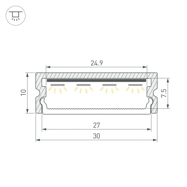 Профиль LINE-3010-2000 ANOD, ракурс 3