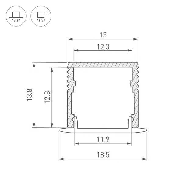 Профиль SL-MINI-15-3000 ANOD, ракурс 5