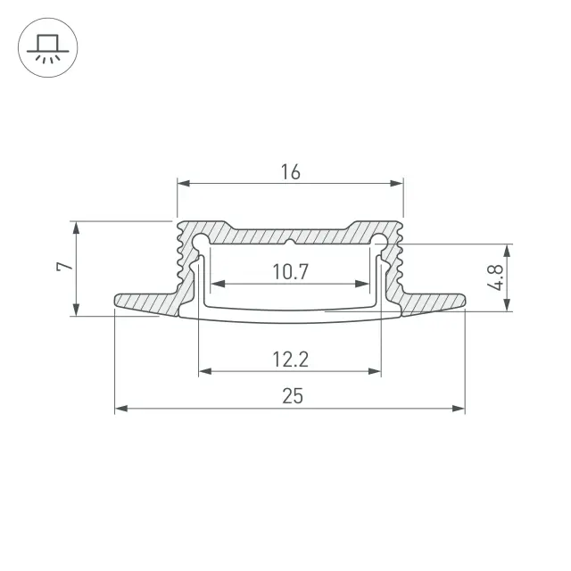 Профиль SL-SLIM-H7-F25-2000 BLACK, ракурс 3