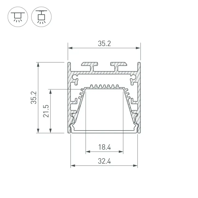 Профиль LINE-3535-TRAY-2000 ANOD, ракурс 2