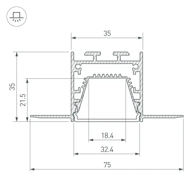 Профиль LINIA32-FANTOM-TRAY-3000 ANOD, ракурс 3