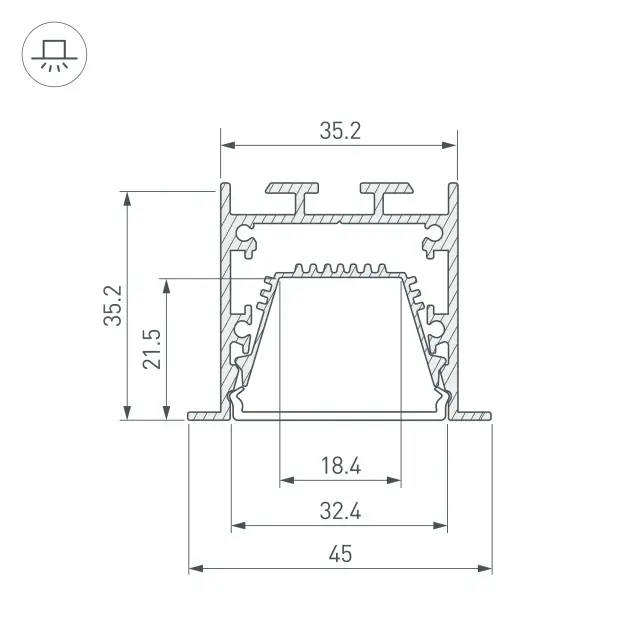 Профиль LINIA45-F-TRAY-2000 BLACK, ракурс 3