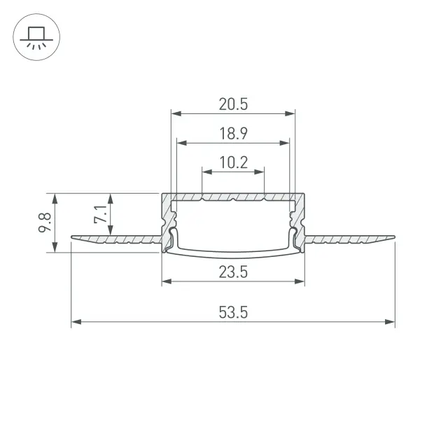 Профиль FANTOM-W20-H10-3000 ANOD, ракурс 3