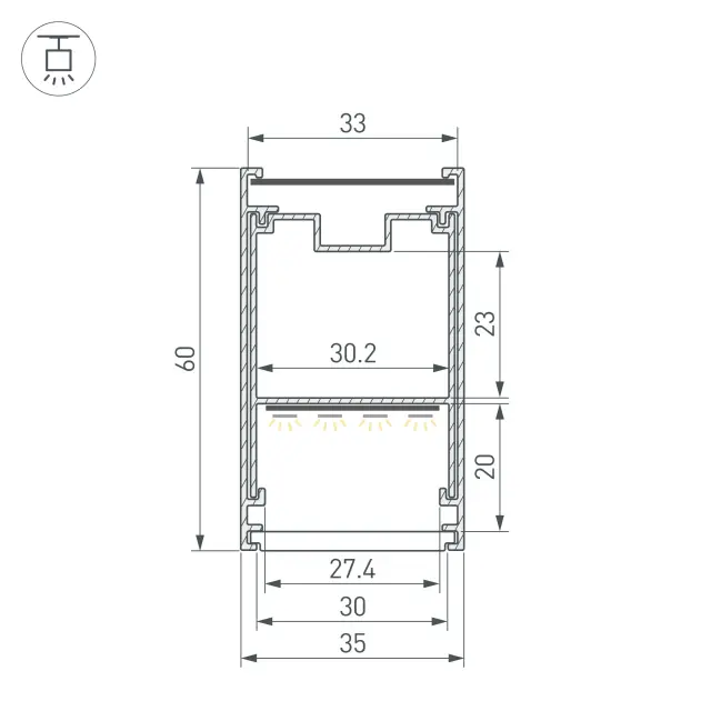 Профиль LINE-3560-BENT-SIDE-2000 ANOD, ракурс 2
