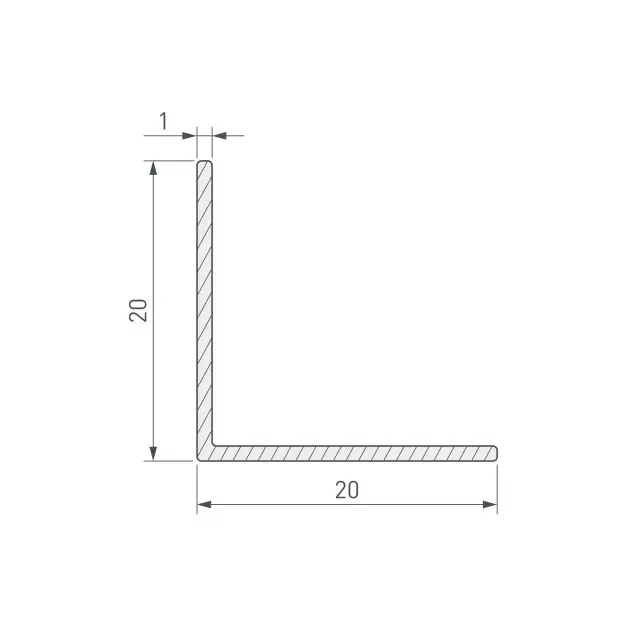 Уголок ARH-W20x20x1-3000 ANOD, ракурс 2