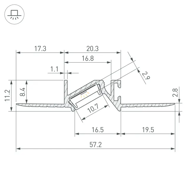 Профиль PDS-BEVEL-F-HIDE-2000, ракурс 3
