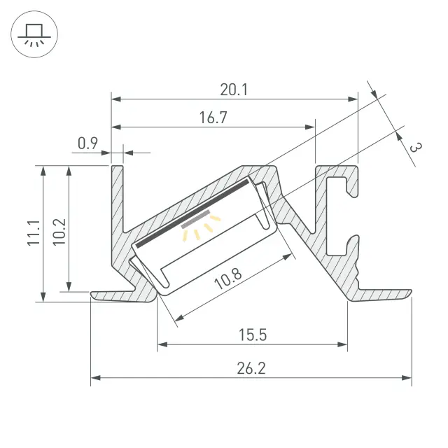 Профиль PDS-BEVEL-F-2000 ANOD, ракурс 3