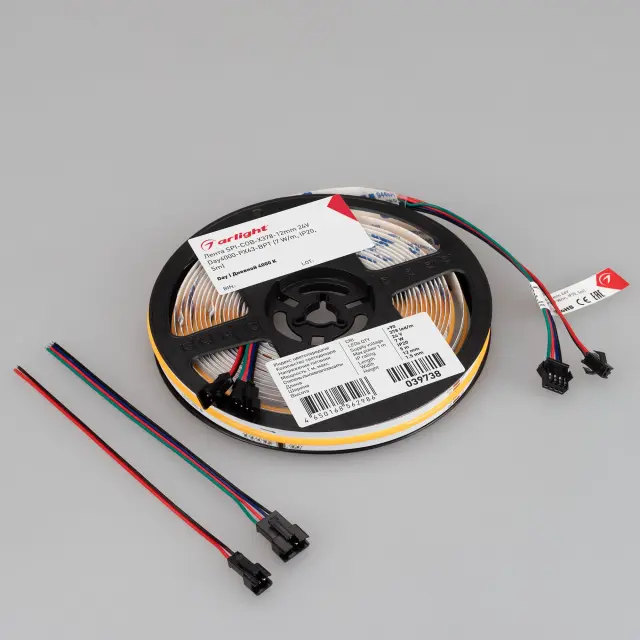 Светодиодная лента SPI-COB-X378-12mm 24V Day4000-PX21-BPT (8 W/m, IP20, 5m), ракурс 2