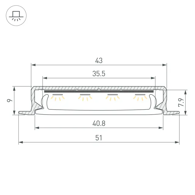 Профиль SL-LINIA40-F-H9-2000 ANOD, ракурс 3