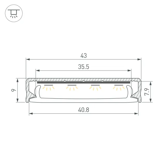Профиль SL-LINE-4009-2000 ANOD, ракурс 3