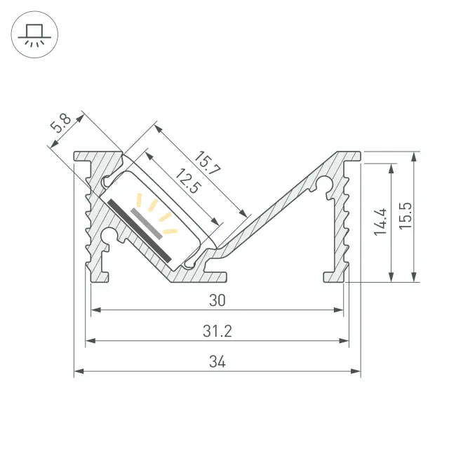 Профиль SL-BEVEL-W32-F-2000 ANOD BLACK, ракурс 3
