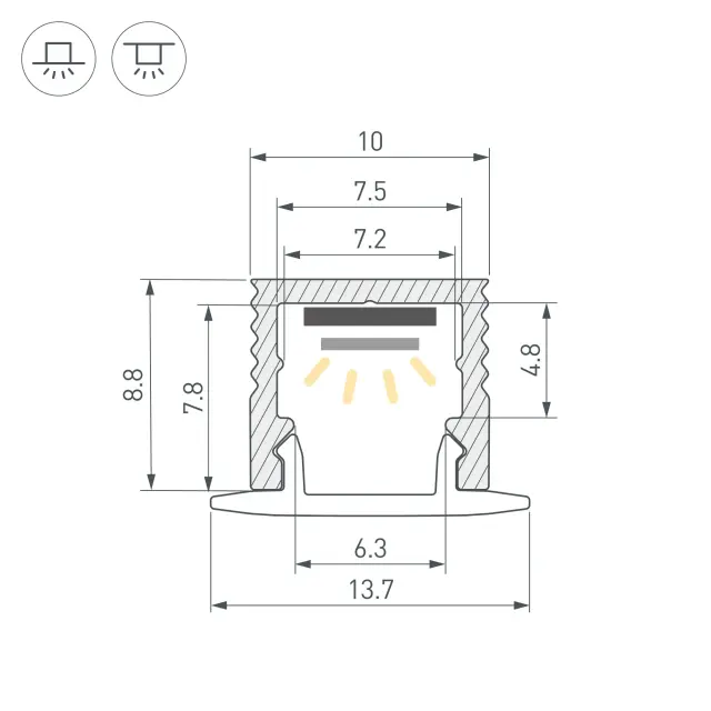 Профиль SL-MINI-10-3000 ANOD, ракурс 4