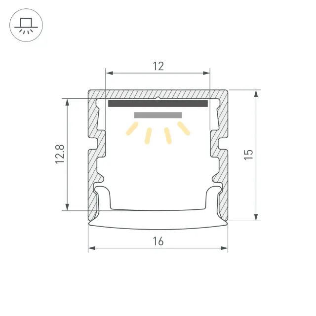 Профиль FANTOM-BENT-W16-SIDE-2000 ANOD, ракурс 3
