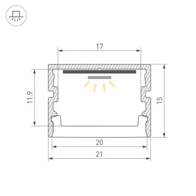 Профиль FANTOM-BENT-W21-SIDE-2000 ANOD, ракурс 3