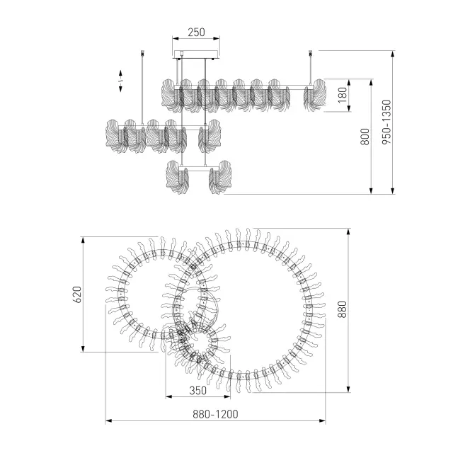 Светильник Bogate's 90374/3 FARFALLA — золотой, ракурс 4