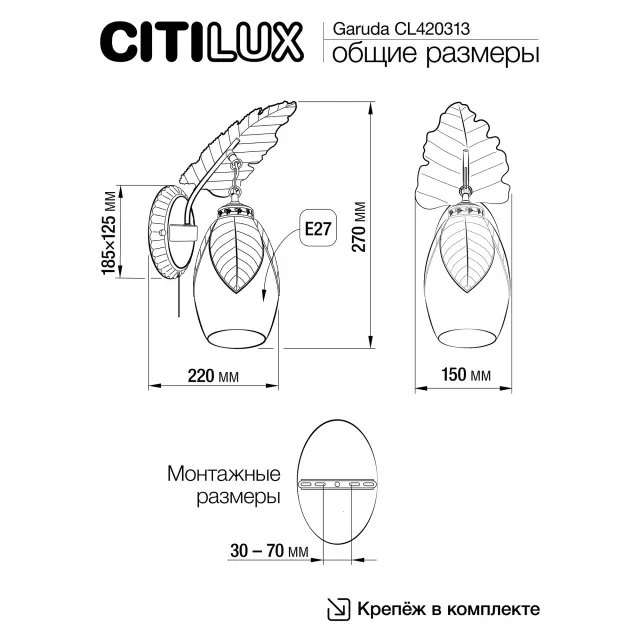 Бра Citilux CL420313 GARUDA — бронза, ракурс 9