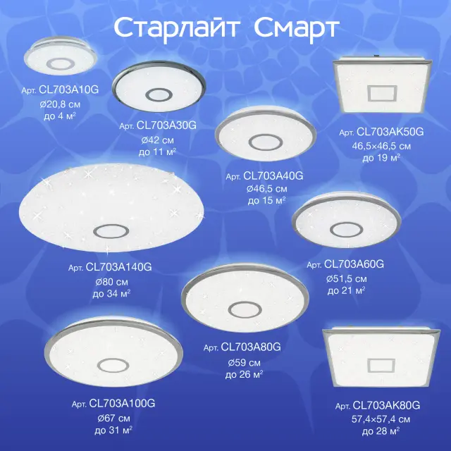Светильник Citilux CL703A40G СТАРЛАЙТ СМАРТ — хром, ракурс 23