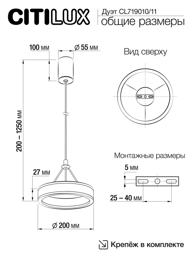 Светильник Citilux CL719011 ДУЭТ — черный, ракурс 14
