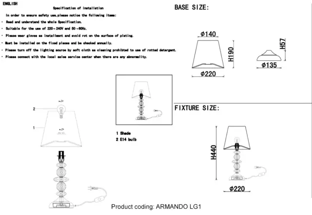 Настольная лампа Crystal Lux ARMANDO LG1 CHROME — хром, ракурс 3