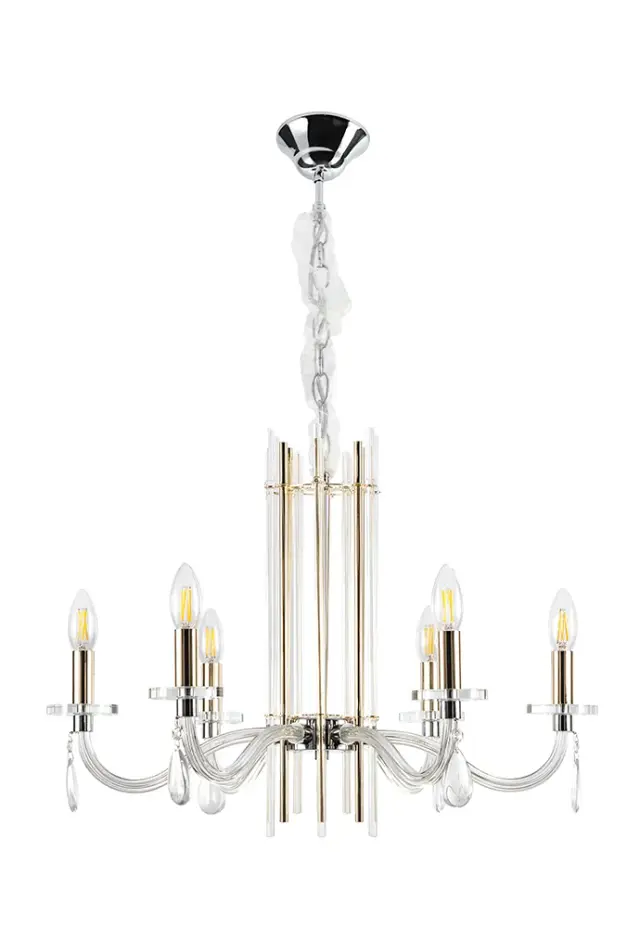 Люстра Crystal Lux AURELIO SP6 GOLD+CHROME/TRANSPARENT — хром