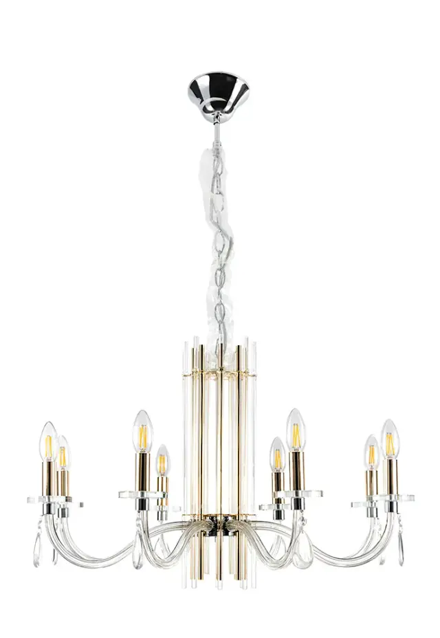 Люстра Crystal Lux AURELIO SP8 GOLD+CHROME/TRANSPARENT — хром