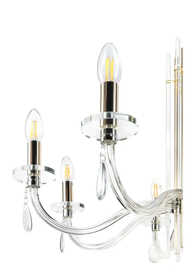 Люстра Crystal Lux AURELIO SP8 GOLD+CHROME/TRANSPARENT — хром, ракурс 3